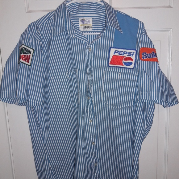 Pepsi Other - Vintage Pepsi driver shirt pinstriped size 16-16.5